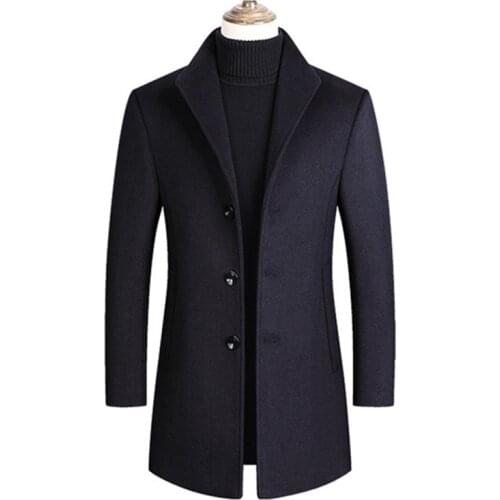 Men Wool Blends Coats Winter England Style Solid Color High Quality Mens Jacket Luxurious Brand Clothing