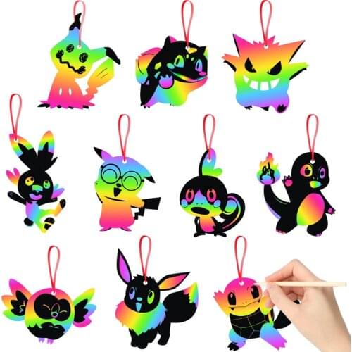 80Pcs Cartoon Scratch Paper Kits Party Favors Decor Cartoon Rainbow Scratch Cards DIY Crafts Birthday Party Supplies for Kids