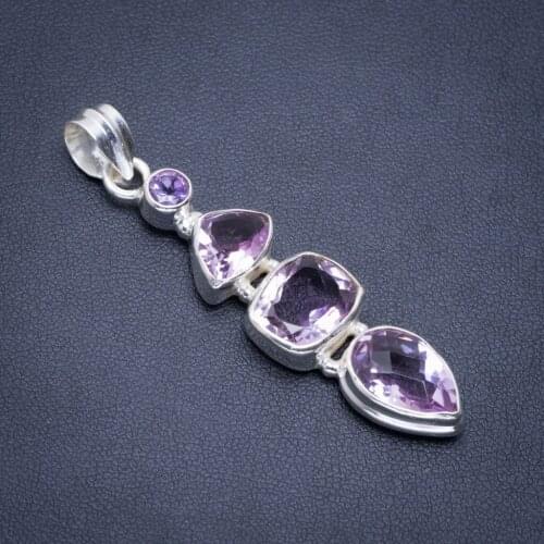 Natural Amethyst Handmade Unique 925 Sterling Silver Pendant 2.25" A1838