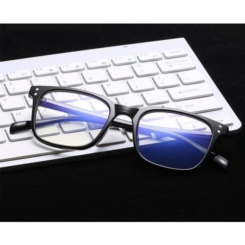 Fashion Computer Glasses Men Women Square Anti Blue Light Radiation Coating Film Tinted 0 Degree Clear Lens for Work Home Gaming