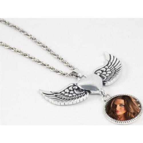 Necklaces pendants for sublimation White K peach heart angel necklaces pendant women button jewelry hot transfer diy consumable