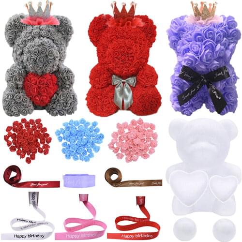 Wedding Party Decoration Modelling Styrofoam Foam Bear Heart Ball Flower Head DIY Birthday Valentines Day Gift Flower Bear Craf