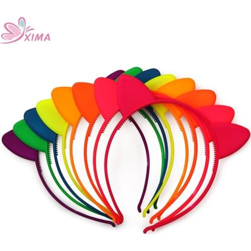 XIMA 12pcs/lot ABC Plastic Girls Cat Ears Headband Girls Hairband Head Band Children Hair Accessories for Party