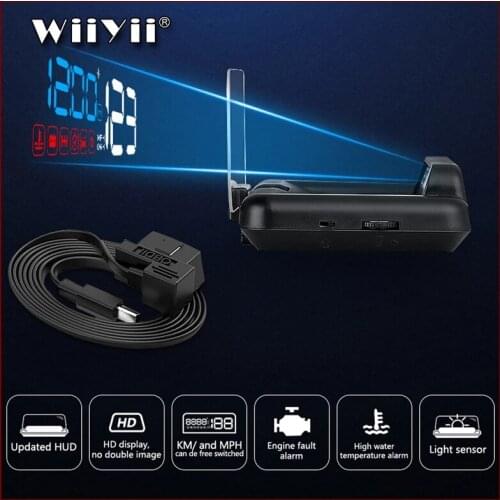 WiiYii Mirror C500 HUD Car Head up display Speed Projector Security Alarm Water temp Overspeed RPM Voltage Alarm System Auto
