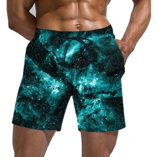 Plus size shorts Summer Beach Short Pants Swimming Trunks Men Boys Swim Shorts Beach Running Sexy Swimsuits 3D Starry pattern