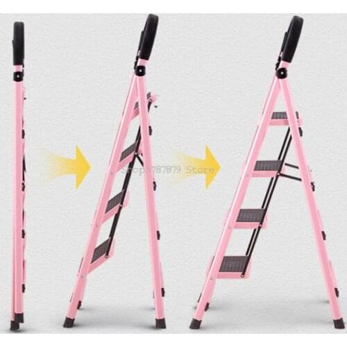 Miter Ladder Household Folding Space Saving Thickening Indoor Multifunctional Four Step Five Step Portable Telescopic Steel Pipe