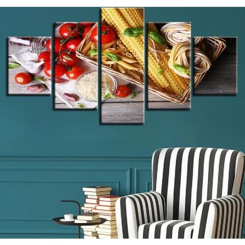 Modern Home Living Room Decor Wall Art 5 Pieces HD Printing Food Garlic Cherry Tomatoes Painting Posters Modular Canvas Pictures