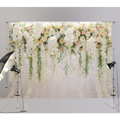 Wedding Backdrop Bridal Shower Large Background White Floral Wister Design Decoration Photography Booth Background Photography