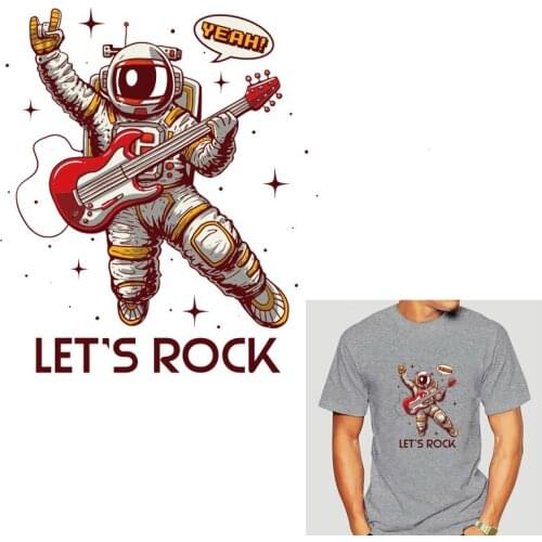 Heat Transfer Astronaut Iron on Transfers for Clothes Thermo Heat Ironing Applique Transfer Stripes Space Planet Vinyl Stickers