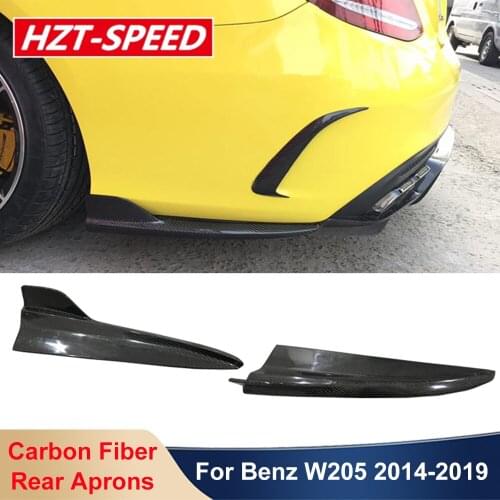 W205 Real Carbon Fiber Side Splitter Aprons Rear Lip Diffuser Bumper For Benz C180 C200 C300 Sport Car Modify 2014-2019