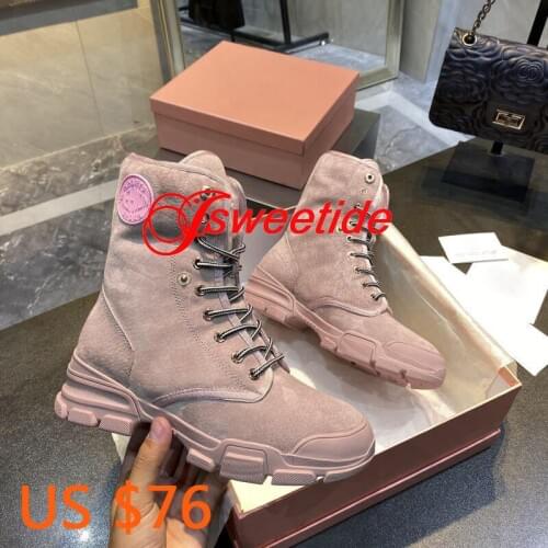 Women Fur Snow Boots Winter Fashion Lace-up Martin Boots Brand Genuine Leather Boots Winter Boots For Women