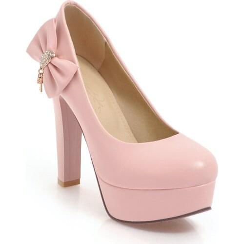 Fashion bowknot 19 years spring ultra-high mouth with thick with shallow single shoes female 40-43