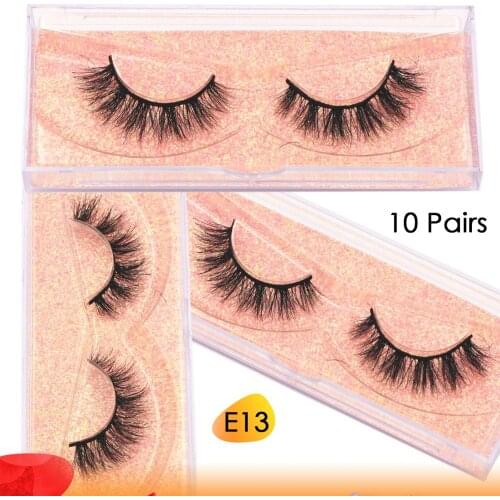 10 pairs Short Mink Eyelashes 3D Mink Full Strip Lashes Handmade Natural Long False Eyelash 100% Cruelty-free Makeup Eye lashes