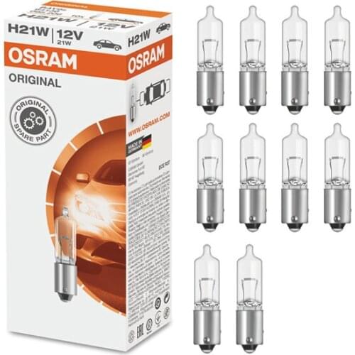 10Pcs For OSRAM 64136 H21W Original Light Base Side Turn Signal Lamp German OEM Car Halogen Bulb BAY9s 12V 21W
