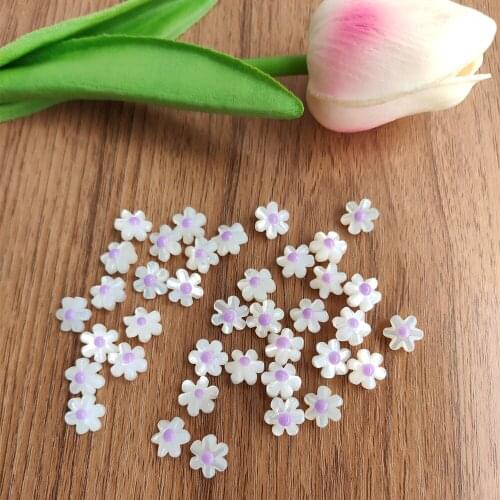 100pcs/lot 2021 New!! Natural Daisy Sunflower Mother Pearl shell Purple/Yellow 6 Petals Flower MOP Pearl for Necklace Jewelry