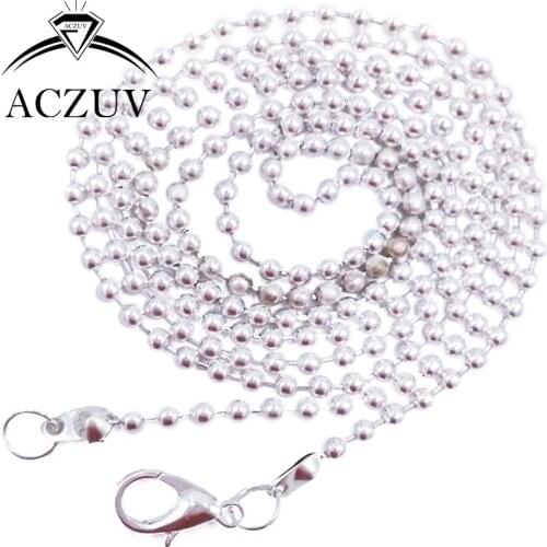 100pcs Silver Plated 2.4mm Bead Chains 40cm to 80cm Metal Ball Chain Necklace with 12mm Lobster Clasp BBC011
