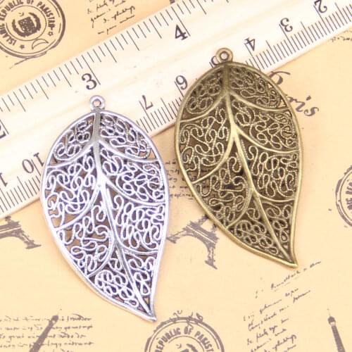 4pcs Charms leaf 57x31mm Antique Pendants,Vintage Tibetan Silver Jewelry,DIY for bracelet necklace