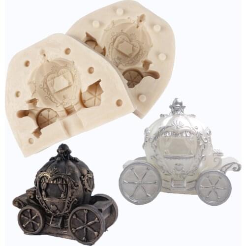 3D Pumpkin Car Silicone Mould Fondant Cakes Decorating Mold Sugarcraft Chocolate Baking Tools Kitchenware For Cake Gumpaste Form