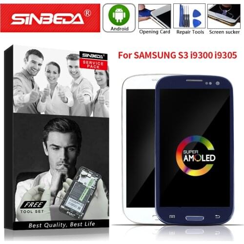 4.8" AMOLED For SAMSUNG Galaxy S3 Display LCD Digitizer Touch Screen with Frame For SAMSUNG S3 LCD Screen S3 i9300 i9305 i747