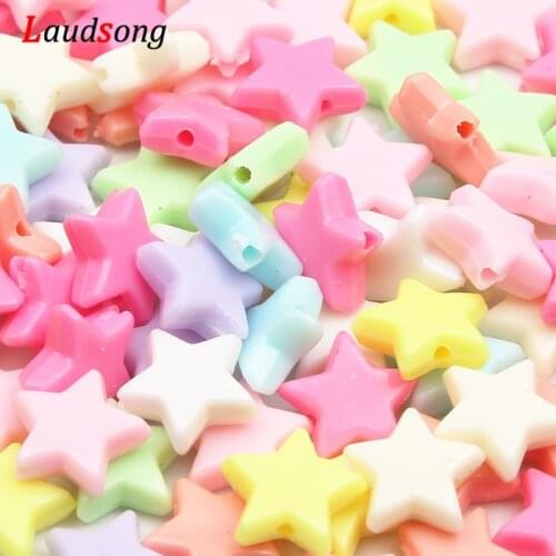 50Pcs/Lot Cheap Candy Color Star Plastic Acrylic Spacer Beads For DIY Necklace Bracelet Children Jewelry Making