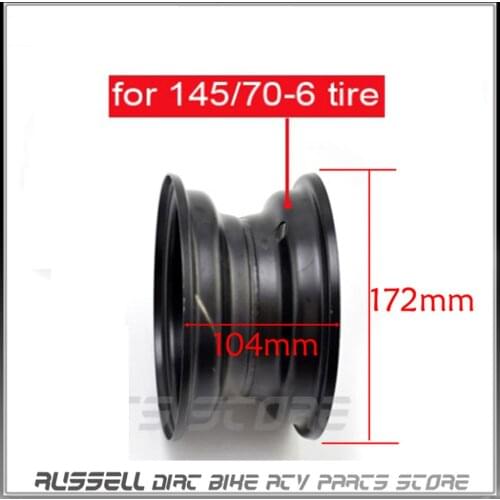 6-inch iron 3 -hole wheel rim fit for 145/70-6 13x5.00-6 13x6.50-6 tires ATV vacuum rim 110cc 125cc karts lawn mowers ATV