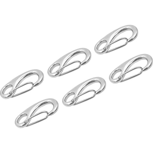 6pcs Marine Grade 316 Stainless Steel Spring Snap Hook Carabiner Link Buckle - 18mm Opening