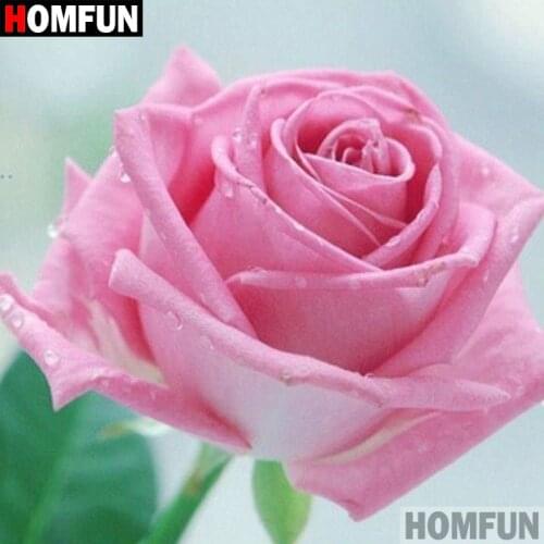 HOMFUN Full Square/Round Drill 5D DIY Diamond Painting "Pink rose flower" 3D Embroidery Cross Stitch 5D Home Decor A08088