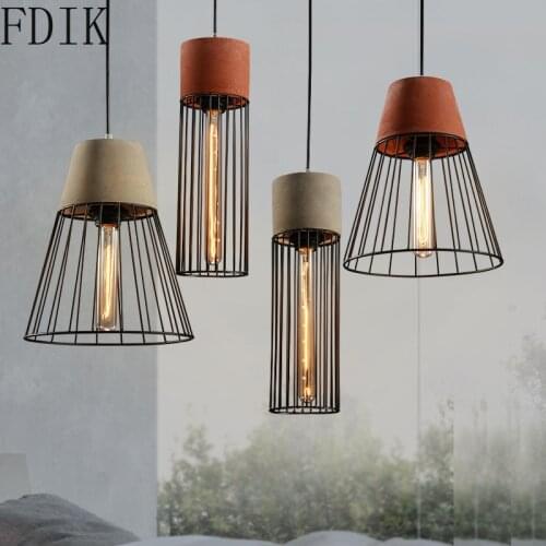 American Vintage Cement Pendant Lights Nordic Industrial Led Hanglamp for Bar Kitchen Coffee Hotel Indoor Loft Decor Lighting