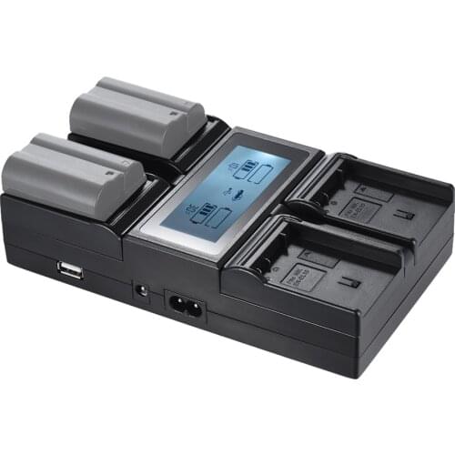 Andoer EN-EL15 4-Channel Digital Camera Battery Charger for Nikon D500 D610 D750 D800 D810 D7000 D7100 D7200 with DC Car Charger