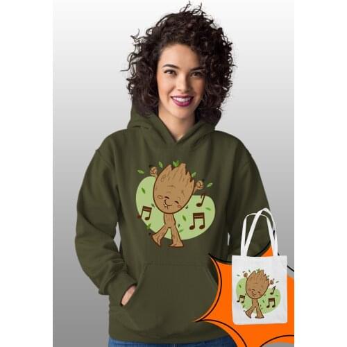 Angemiel Wear Dancing Groot Green Women 'S Hooded Sweatshirt Bags Kombin