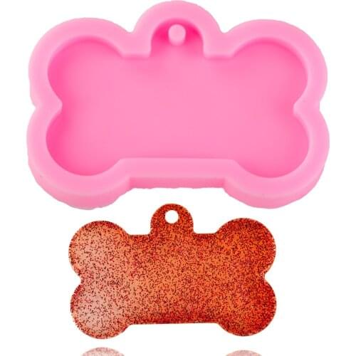 Shiny Dog bone shape silicone mold for key chain Pendant moulds suitable for clay DIY Jewelry Making epoxy Resin mold