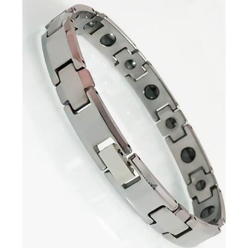 Pure Tungsten Steel Chain Link Couple Bracelet Male Energy Healthy Care Magnetic Wristband Coulpe Cross Bracelet Homme Jewelry