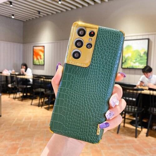 Crocodile Leather Texture Soft Phone Case For Samsung A51 A52 A72 5G A32 S20 S21 Plus S20 FE Note 20 Ultra Shockproof Back Cover