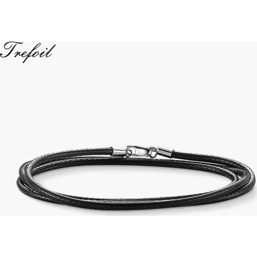 Black Cord Leather Necklace,Good Fashion Jewelry Trendy Gift In 925 Sterling Silver Jewelry For Men Women Boys Girls 2018 New
