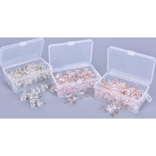 80/100pcs/box Acrylic Metal Map Tacks Push Pins Acrylic Head with Steel Point, Cork Board Safety Colored Thumbtack Office School