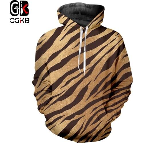OGKB New Black And White Cross Stripes Top 3D Printed Leopard Print Man Coat Plus Size 5XL Mens Autumn Sexy Line Hoodies