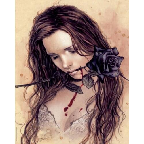 5D DIY Embroidery Diamond Beauty Picture Home Decor Woman Painting Thorny Rose Full Round Drill Handmade Cross Stitch Wall Art