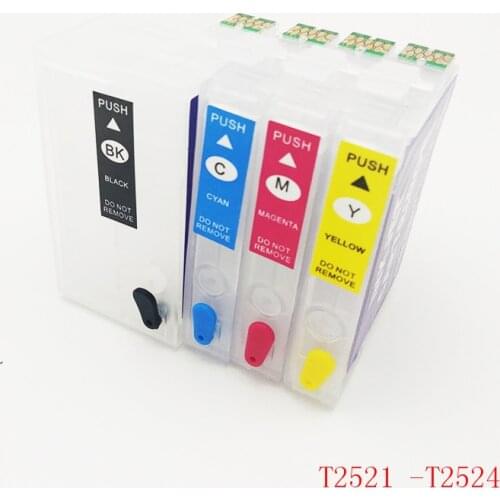 Einkshop T2521 252 Refillable Ink Cartridge For Epson T2521xl WorkForce WF-3620 WF-3640 WF-7610 WF-7620 WF-7110 7710 7720 7210