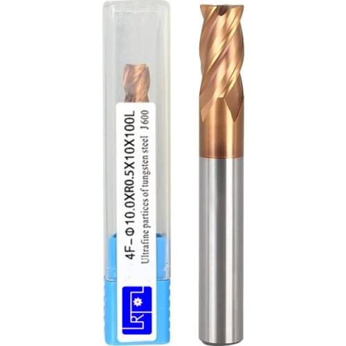 Hrc60 4 Flutes R0.5 1.0*D10 12mm Corner Radius Coating End mill CNC Spiral Router bits Milling Tools