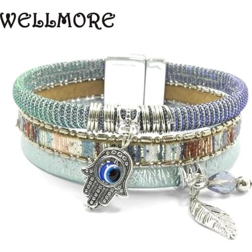 Leather bracelet Eye leaf bracelet charm bracelet Bohemian bracelets& bangles for women Christmas gift jewelry wholesale