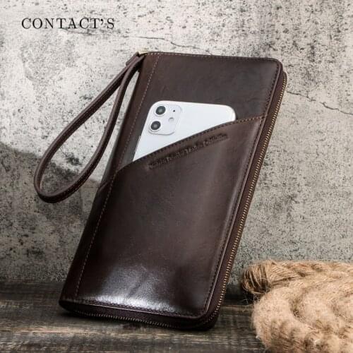 Leather Wallet Men Business Travel Leather Clutch Multifunctional Zipper Wallet Card Holder for Men