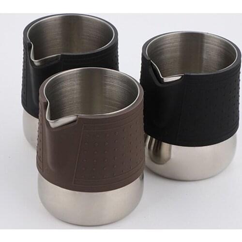 Stainless steel pull Flower Cup Foam Cup coffee utensils, with silicone cover heat insulation Eagle Mouth Coffee Pull Flower Cup