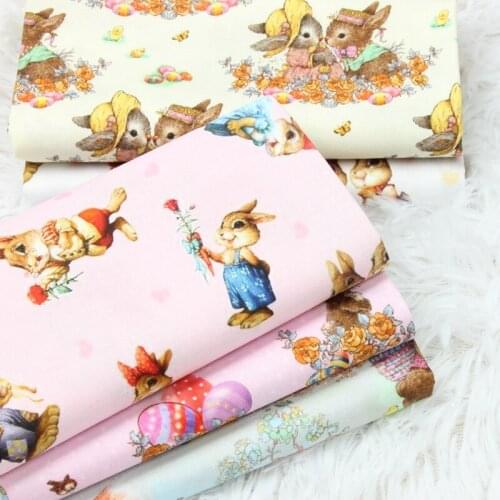 Cute Easter retro bunny 100% Cotton fabric Patchwork Sewing Quilting Fabrics Needlework For Tissue DIY baby Cloth Sewing