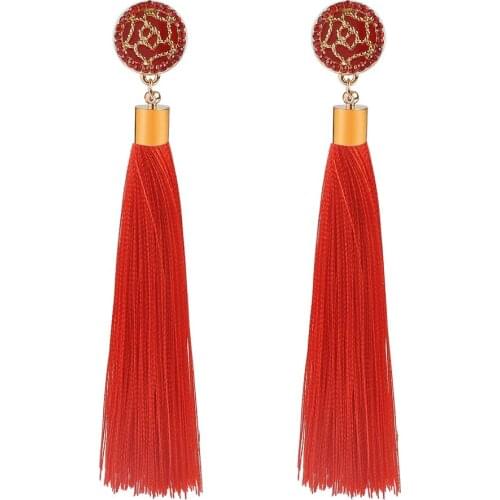 Fashion Charm Crystal Tassel Earrings for Women Girl Wedding Party Luxury Elegant Rhinestone Red Long Earring Jewelry Gift