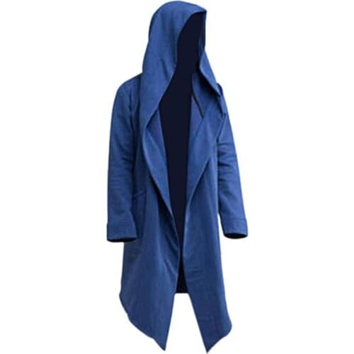 High Street Men Coat Oversize Hooded Big Pocket Solid Color Autumn Winter Extra Long Men Cardigan Trench Coat