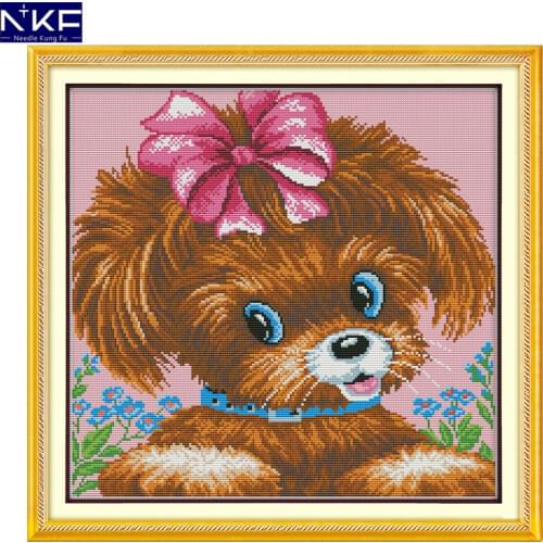 NKF A Pretty Puppy Cross Stitch Set Handmade Craft Needlework Cross-Stitch Embroidery Kit Cross Stitch for Home Decor