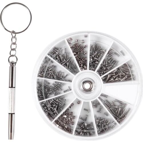 600 Pcs/Set Small Stainless Steel Screws 12 Kinds of Electronics Nuts ortment + 1pc Screwdriver for Eyegles Repairing Tool