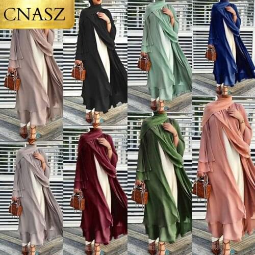 New Fashion Abaya Dubai Islamic Womens Cardigan Robe Middle East Solid Color Cardigan Arabic Abayas For Women Clothing