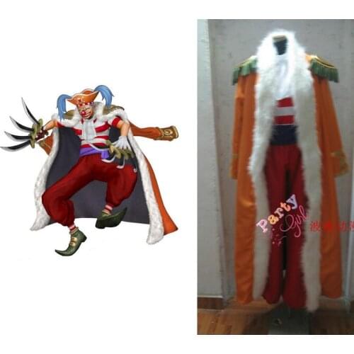 2016 New Anime ONE PIECE Cosplay Costumes Captain Buggy Cosplay Overcoat With Hat Unisex Uniform