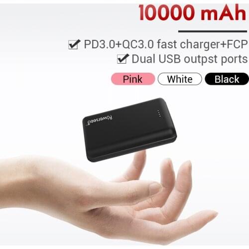 10000mAh QC3.0 Power Bank Portable Dual USB Charger Powerbank External Battery Fast Charging for Samsung for Xiaomi